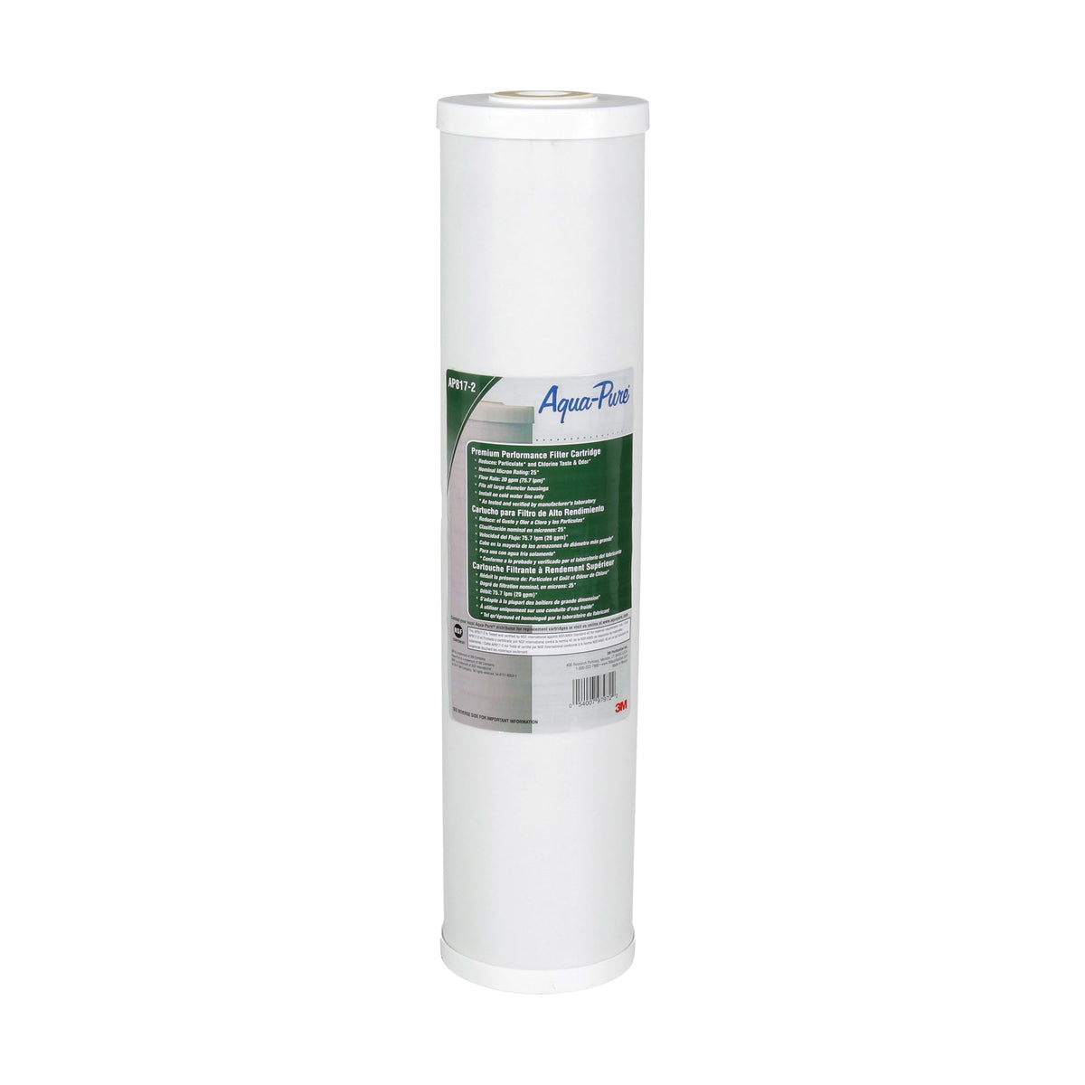 Aqua-Pure AP817-2 filter cartridge close-up showing grooved surface for longer life