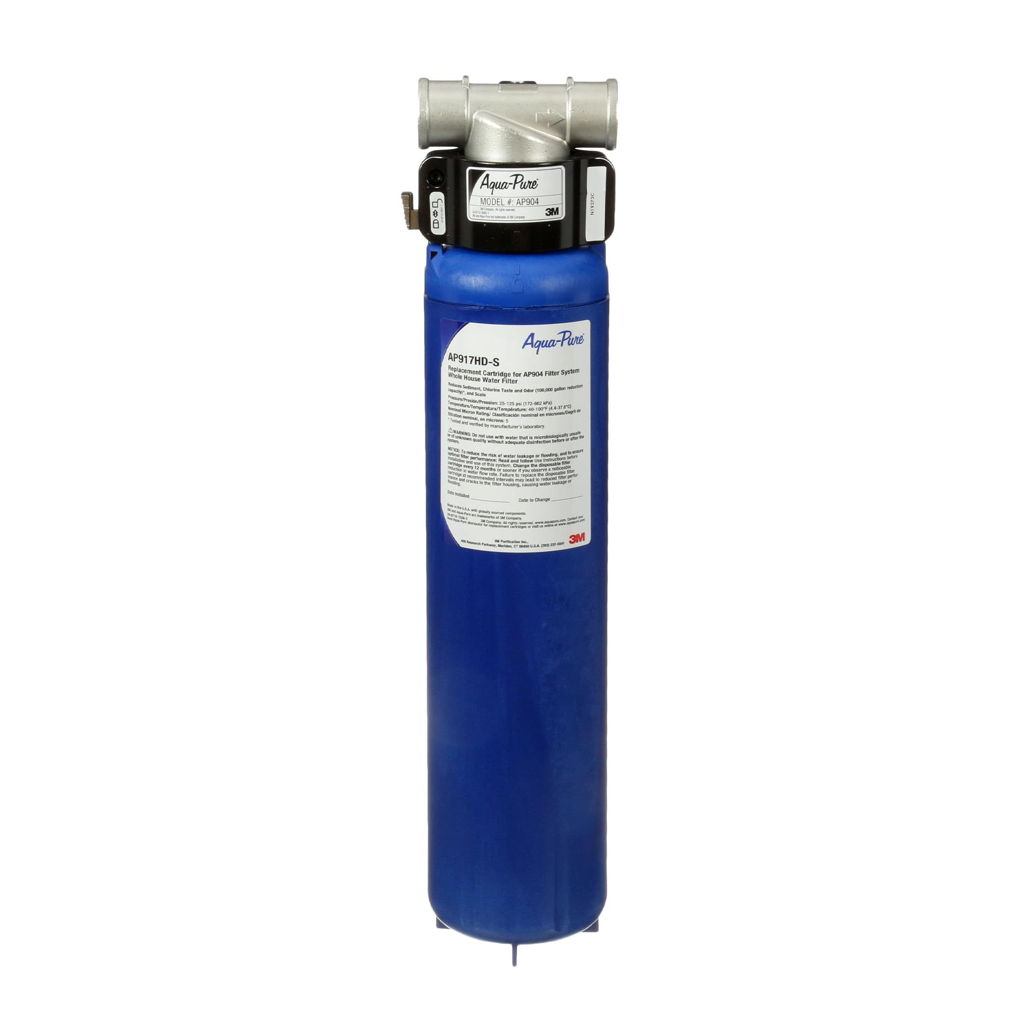 Aqua-Pure AP904 system front view with 1-inch connections for reliable whole-house filtration.