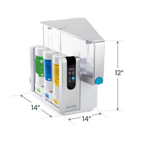 AquaTru Classic 1-gallon tank ready to dispense purified water.