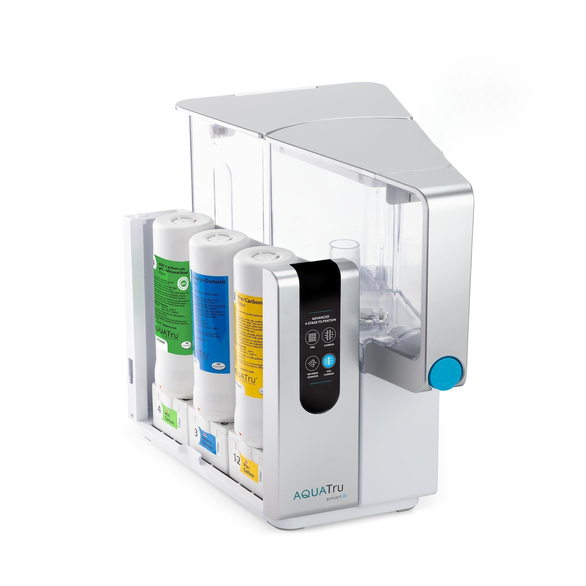 AquaTru Classic front view features compact countertop design for quick purified water.