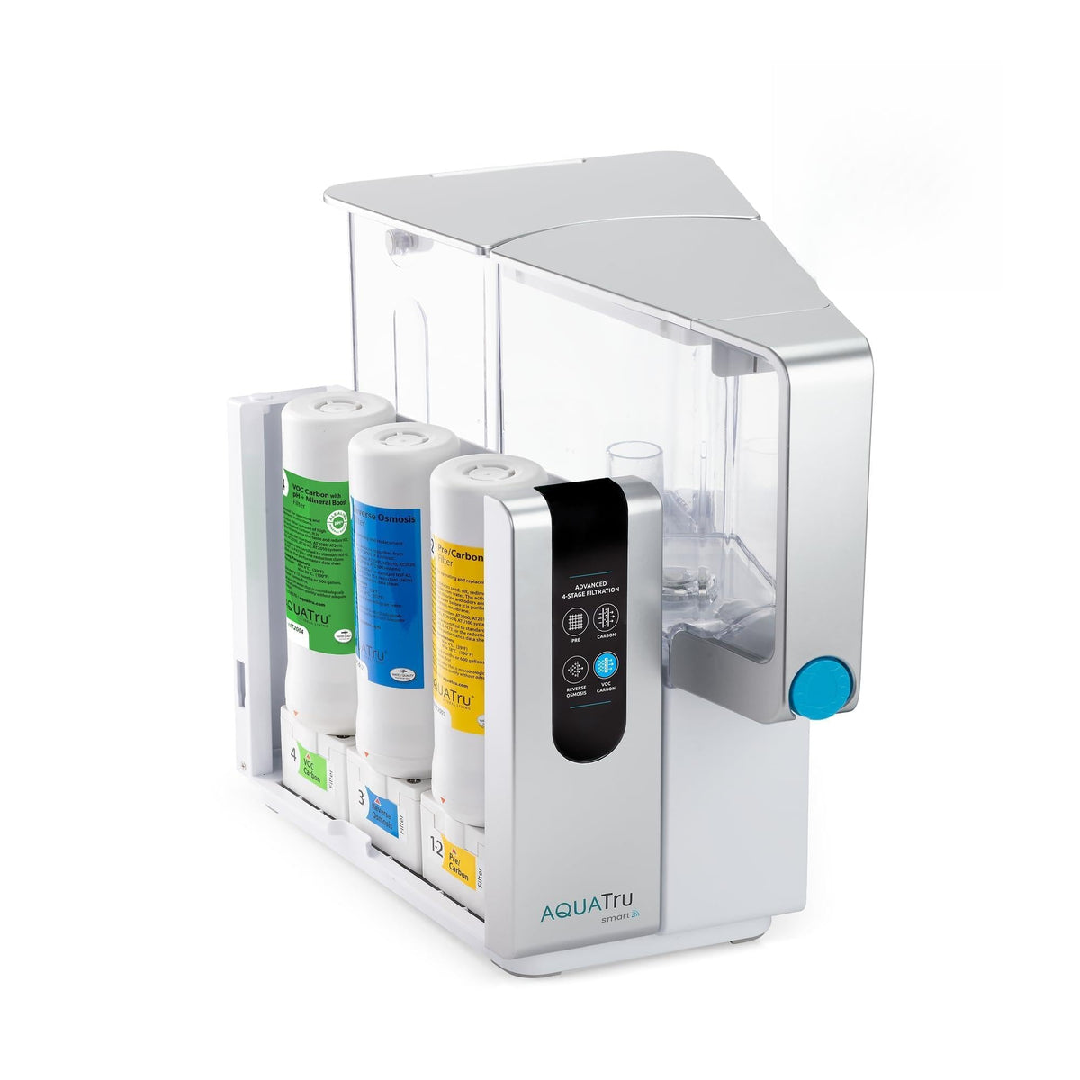 AquaTru Classic front view features compact countertop design for quick purified water.