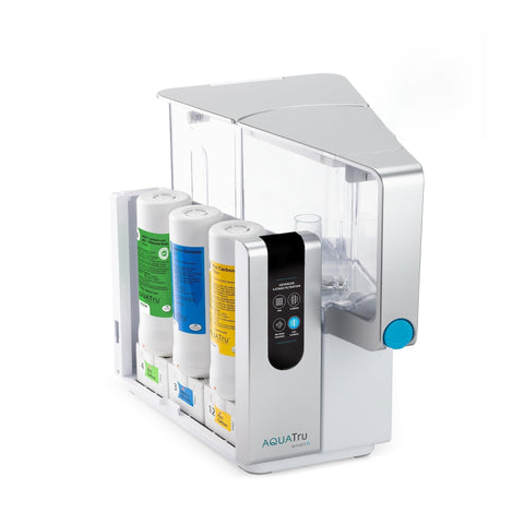 AquaTru Classic front view features compact countertop design for quick purified water.