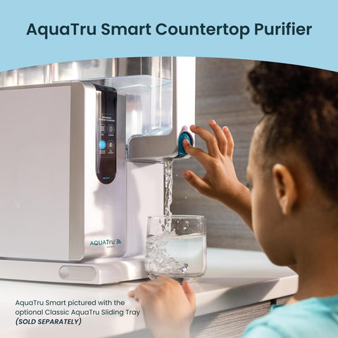 AquaTru countertop unit shown without plumbing for easy setup.