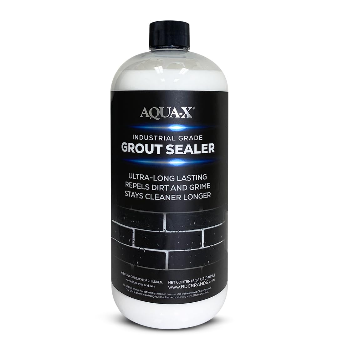 AQUA-X Grout Sealer 1 Qt bottle protects shower grout from stains.