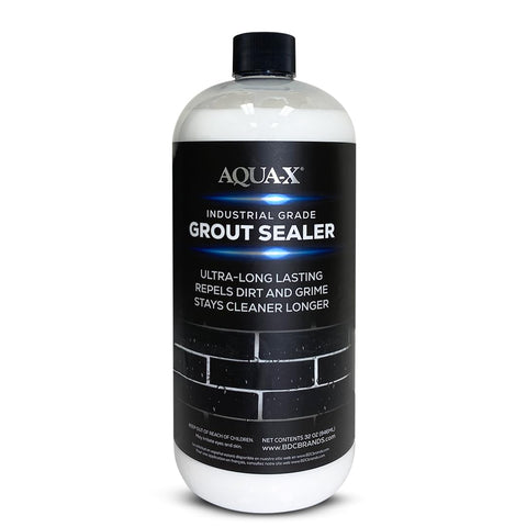 AQUA-X Grout Sealer 1 Qt bottle protects shower grout from stains.
