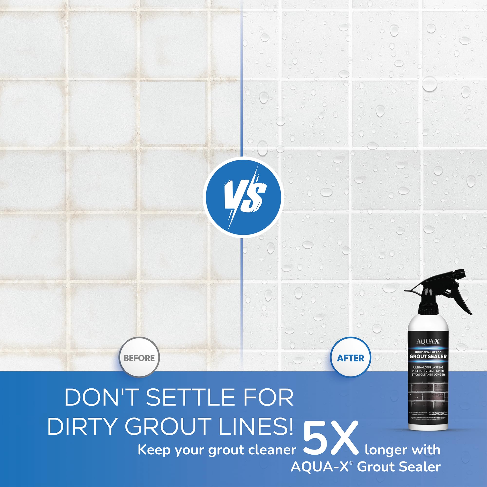 AQUA-X grout sealer spray-action demonstrates quick, even coverage for tiles.