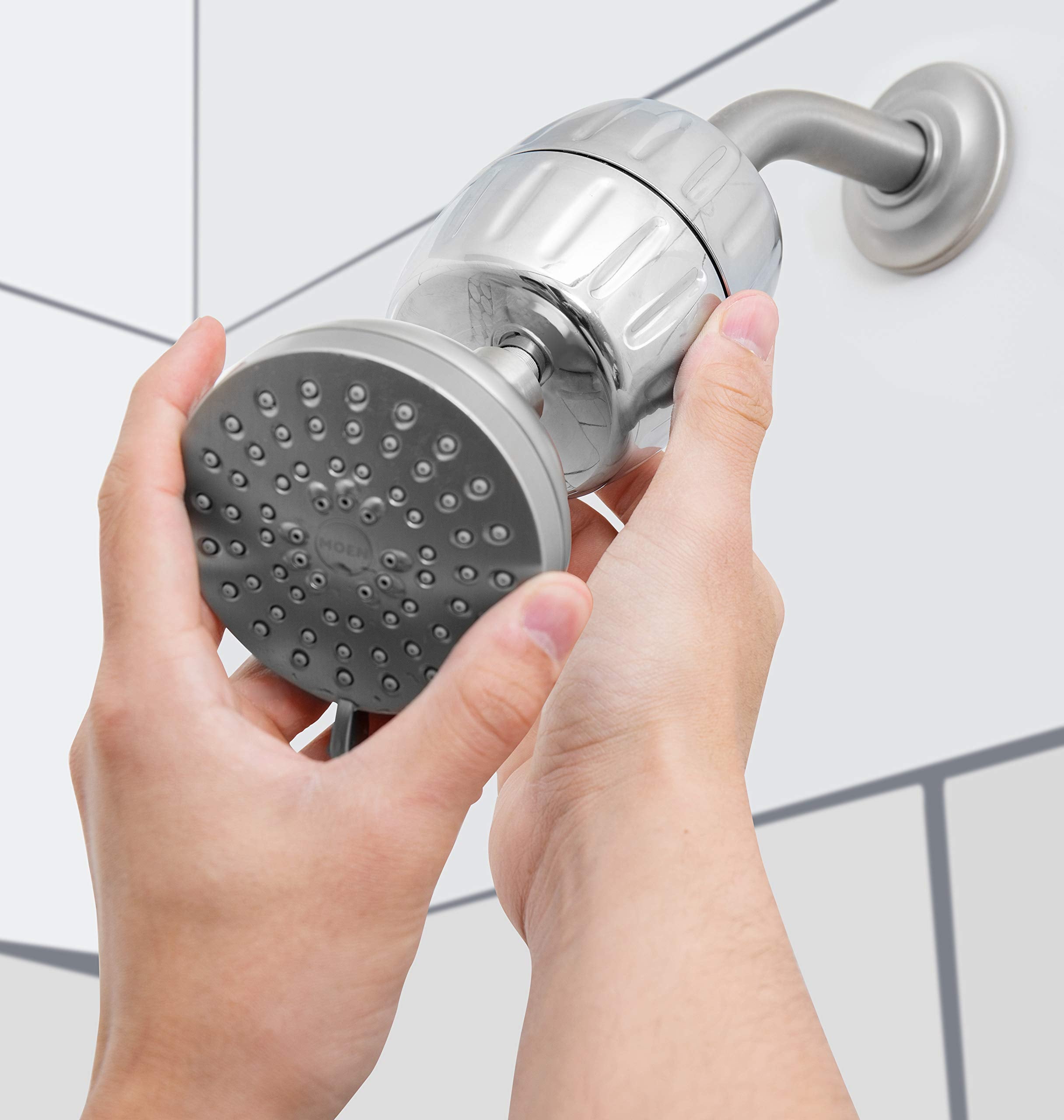 AquaBliss post-filter image suggests smoother hair and healthier nails after use.