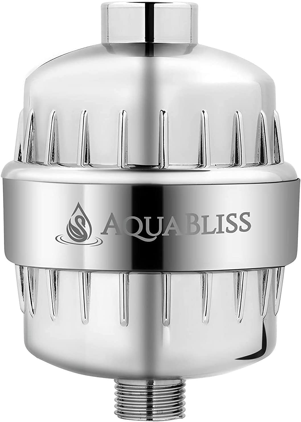 AquaBliss SF100 Chrome shower filter mounted for cleaner water and softer skin