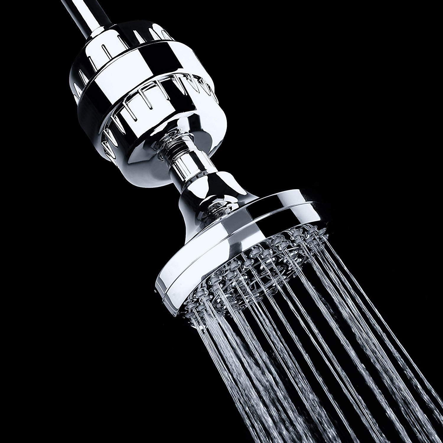 Home shower with AquaBliss SF100 Chrome providing purified water