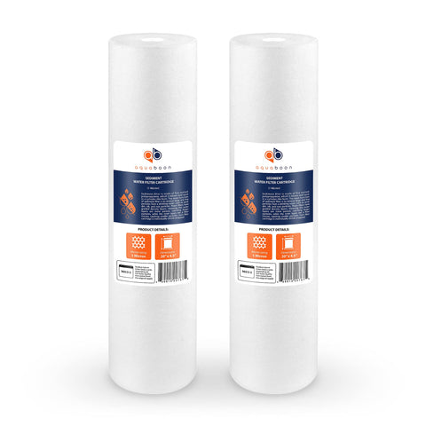Aquaboon 1-micron sediment filter front view improves whole-house water clarity
