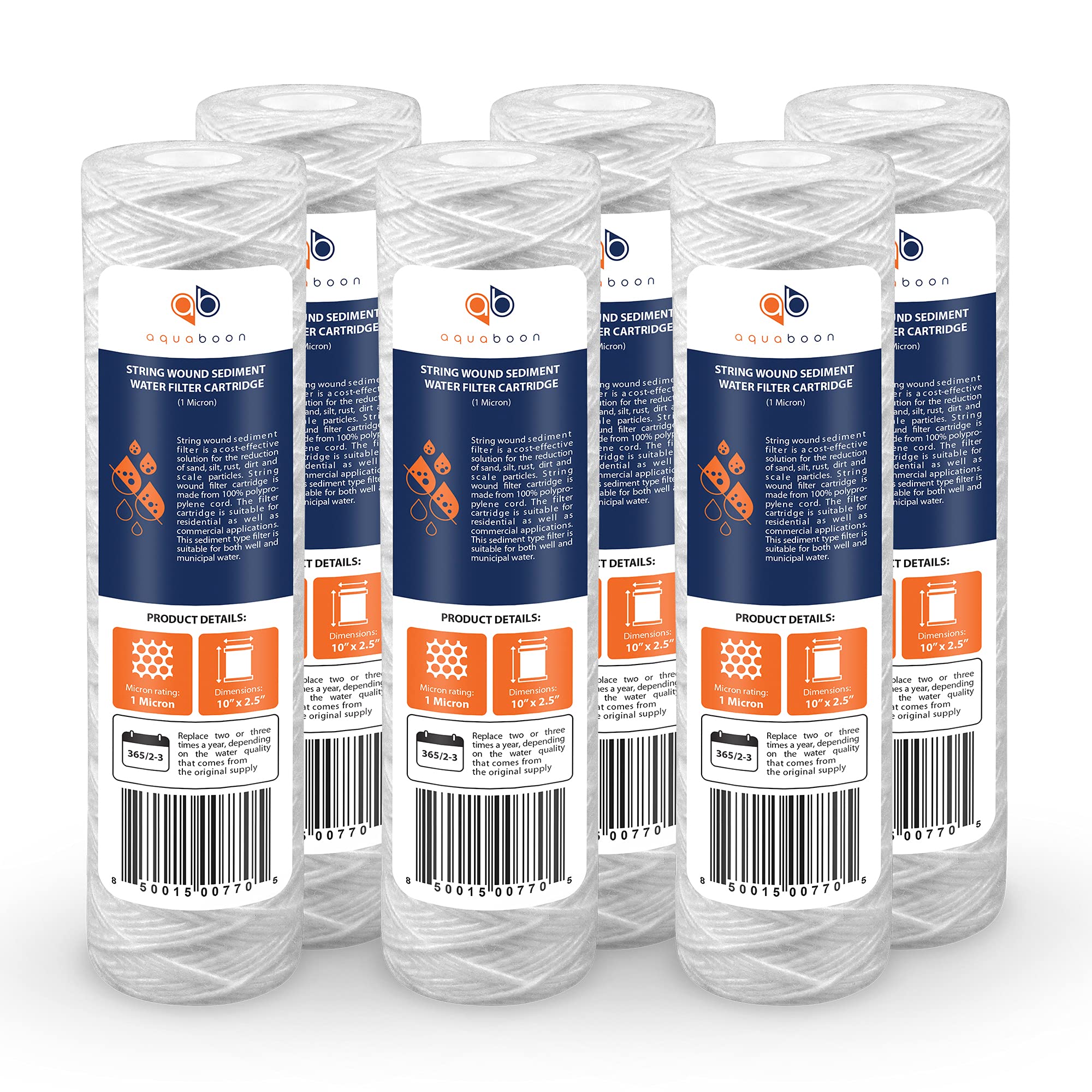 Aquaboon 1-micron string-wound filter in use, delivering cleaner, sediment-free water.