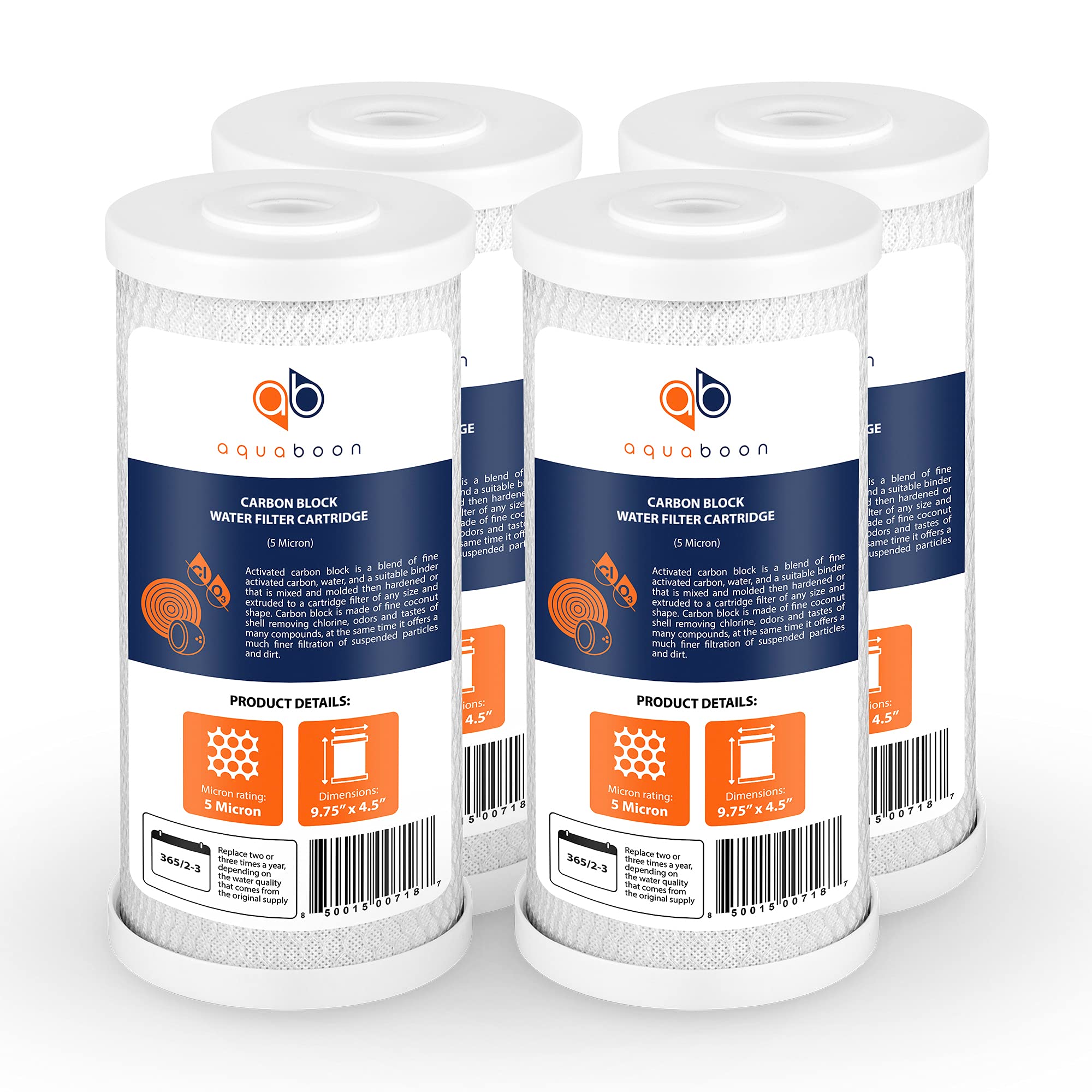 Aquaboon 5 micron 10x4.5 carbon block filter cartridge delivers cleaner-tasting water.