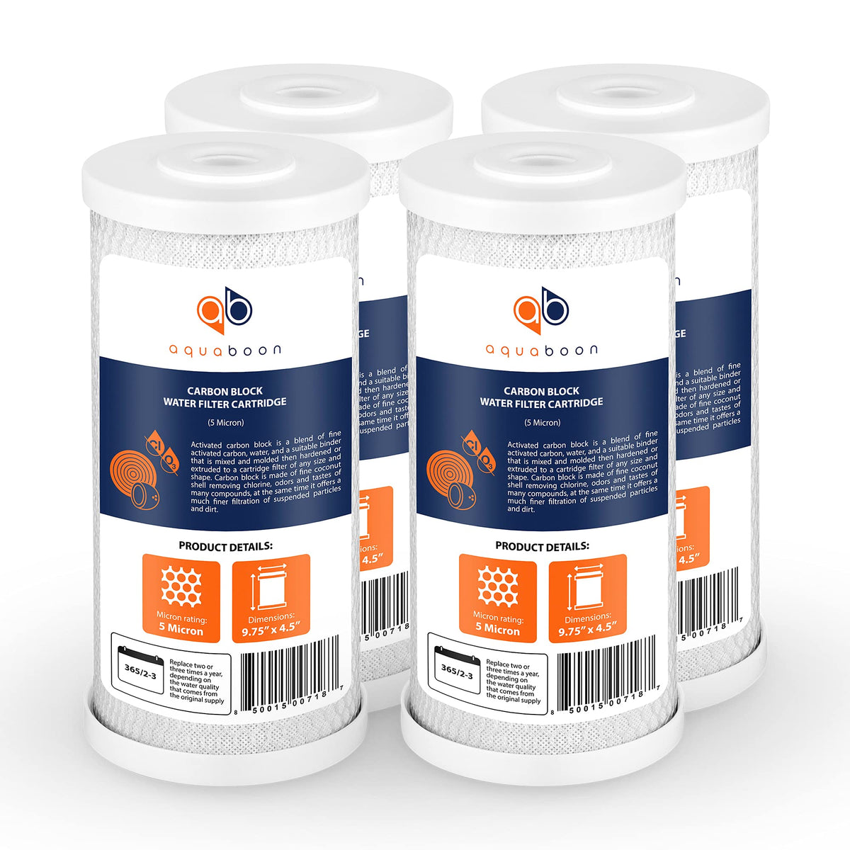 Aquaboon 5 micron 10x4.5 carbon block filter cartridge delivers cleaner-tasting water.