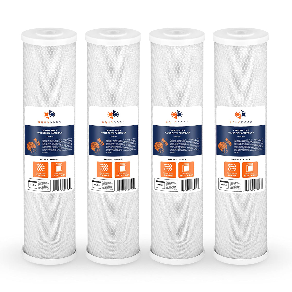 Aquaboon installation diagram for the 20x4.5 inch CTO carbon filter in a whole-house system