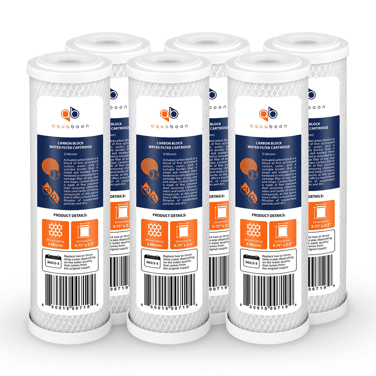 Aquaboon 5-micron cartridge in a standard housing removes chlorine for cleaner water