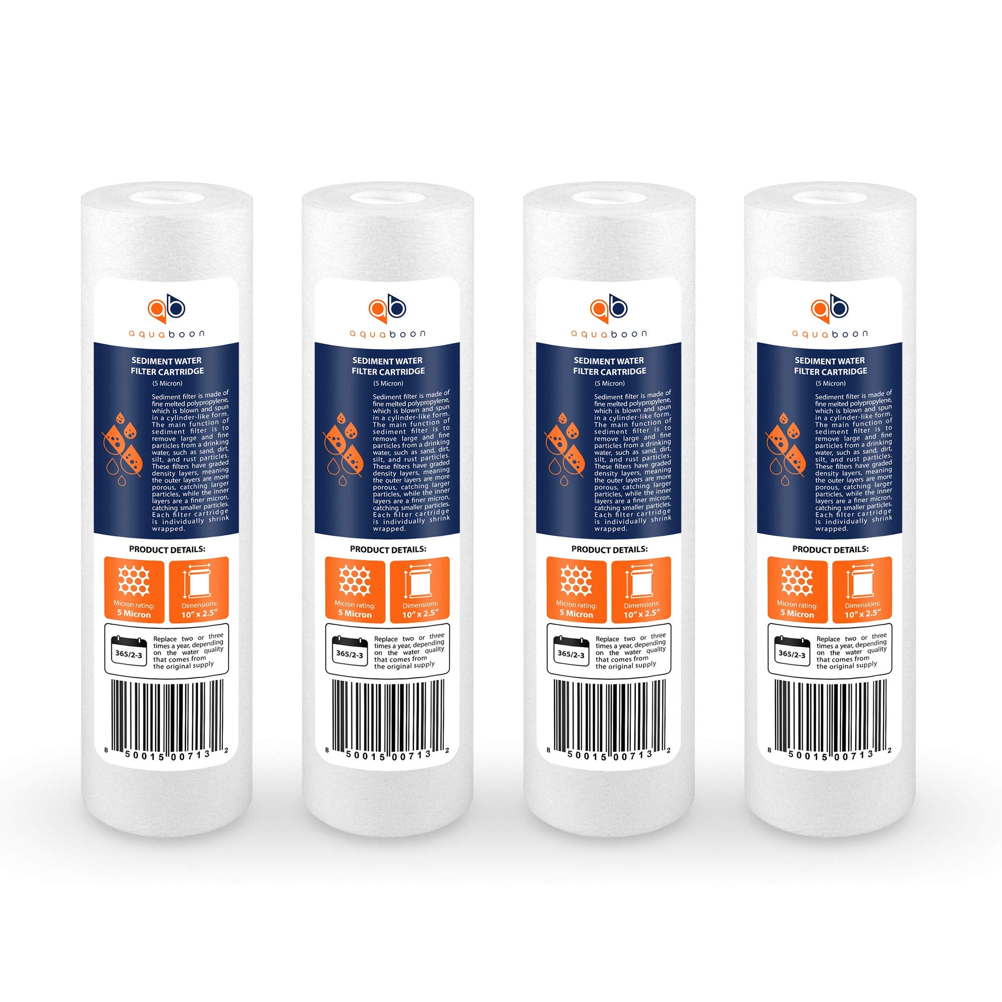 Aquaboon 5 micron sediment filter front view improves water clarity for whole-house systems.