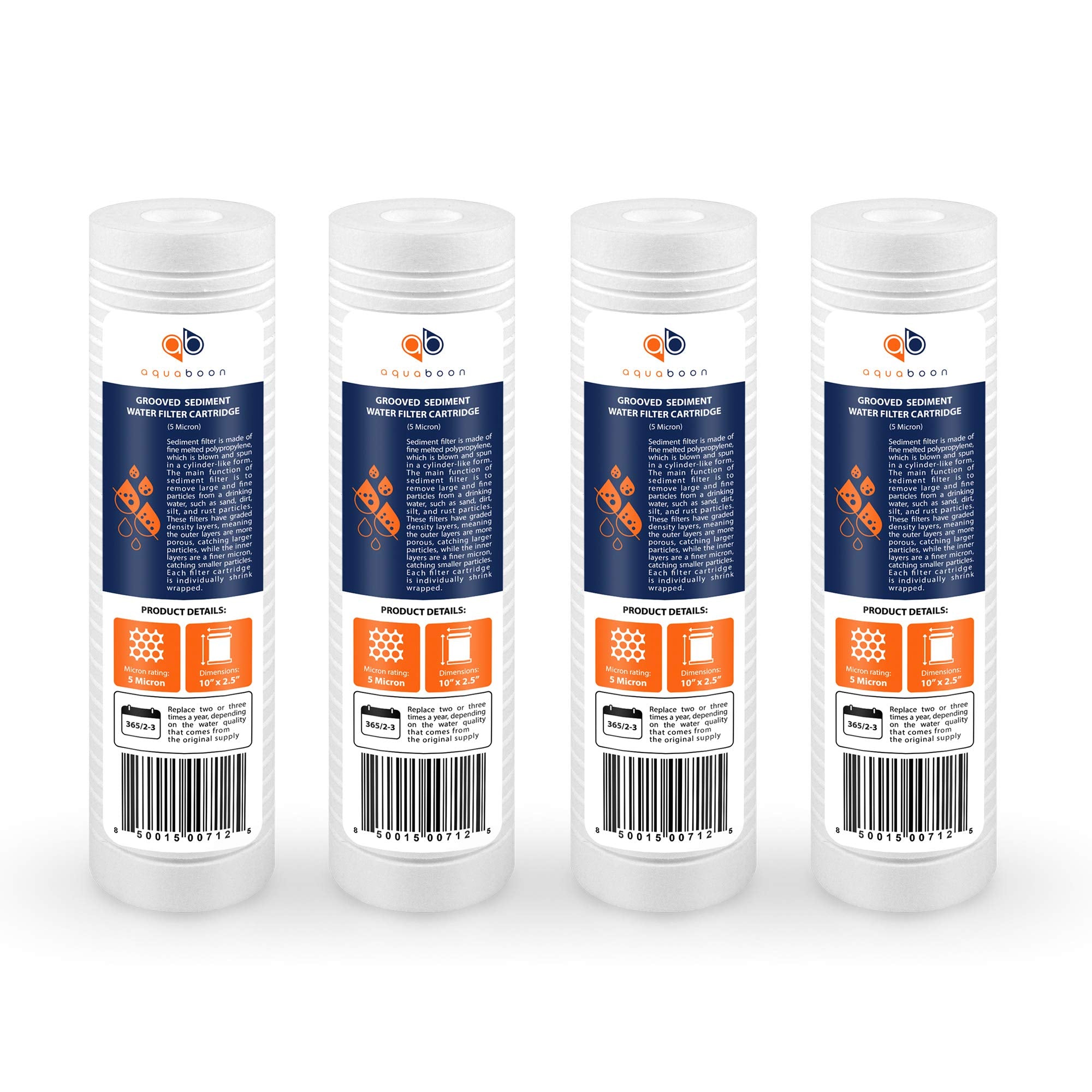 Aquaboon 5 micron grooved sediment filter 10x2.5 captures sand and rust for clearer water.