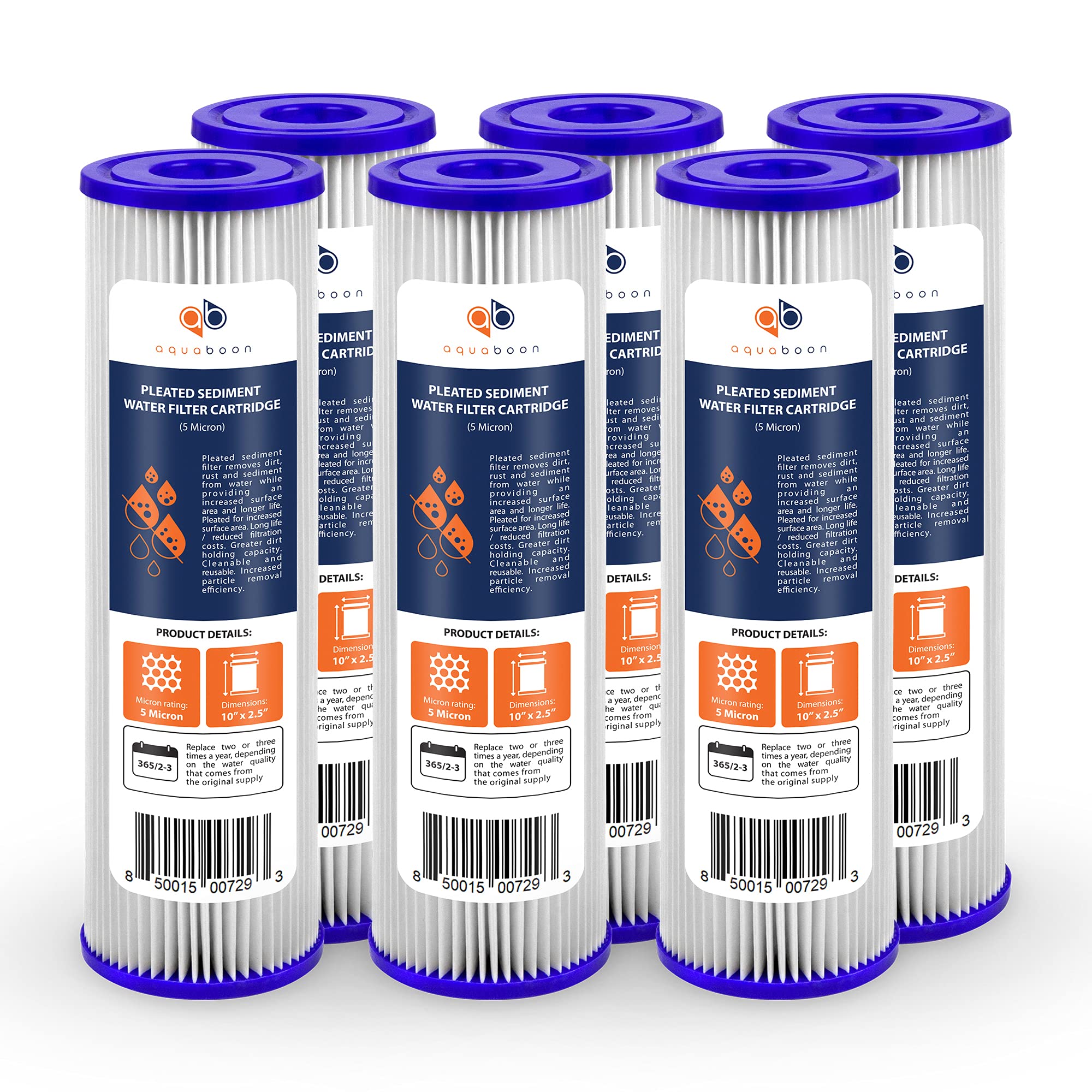 Aquaboon 5 micron sediment filter cartridge for 10x2.5 housing improves water clarity