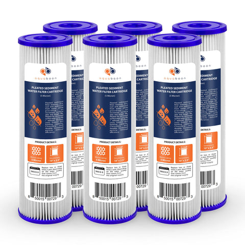 Aquaboon 5 micron sediment filter cartridge for 10x2.5 housing improves water clarity
