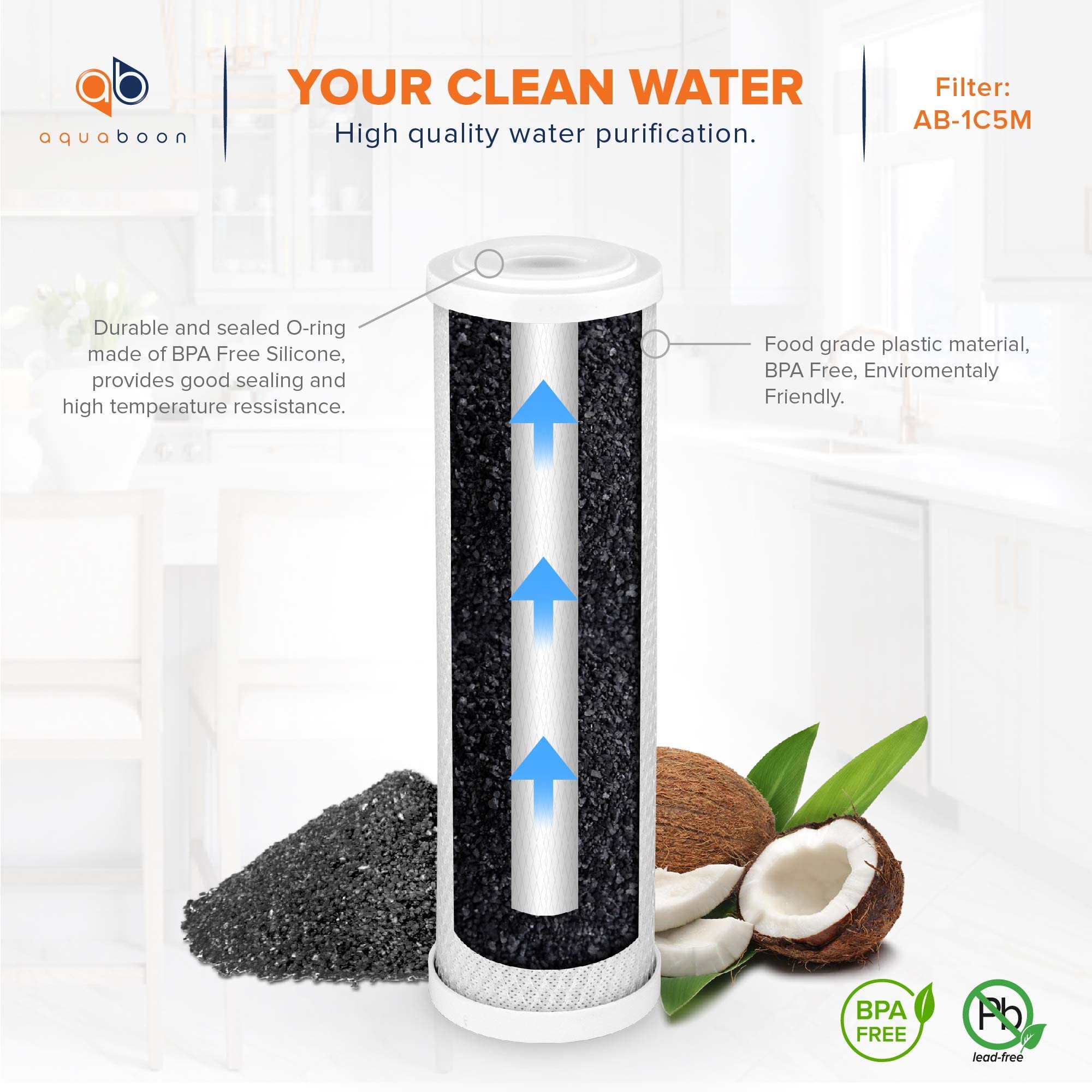 Aquaboon odor and chlorine removal visual demonstrates fresher tasting water.