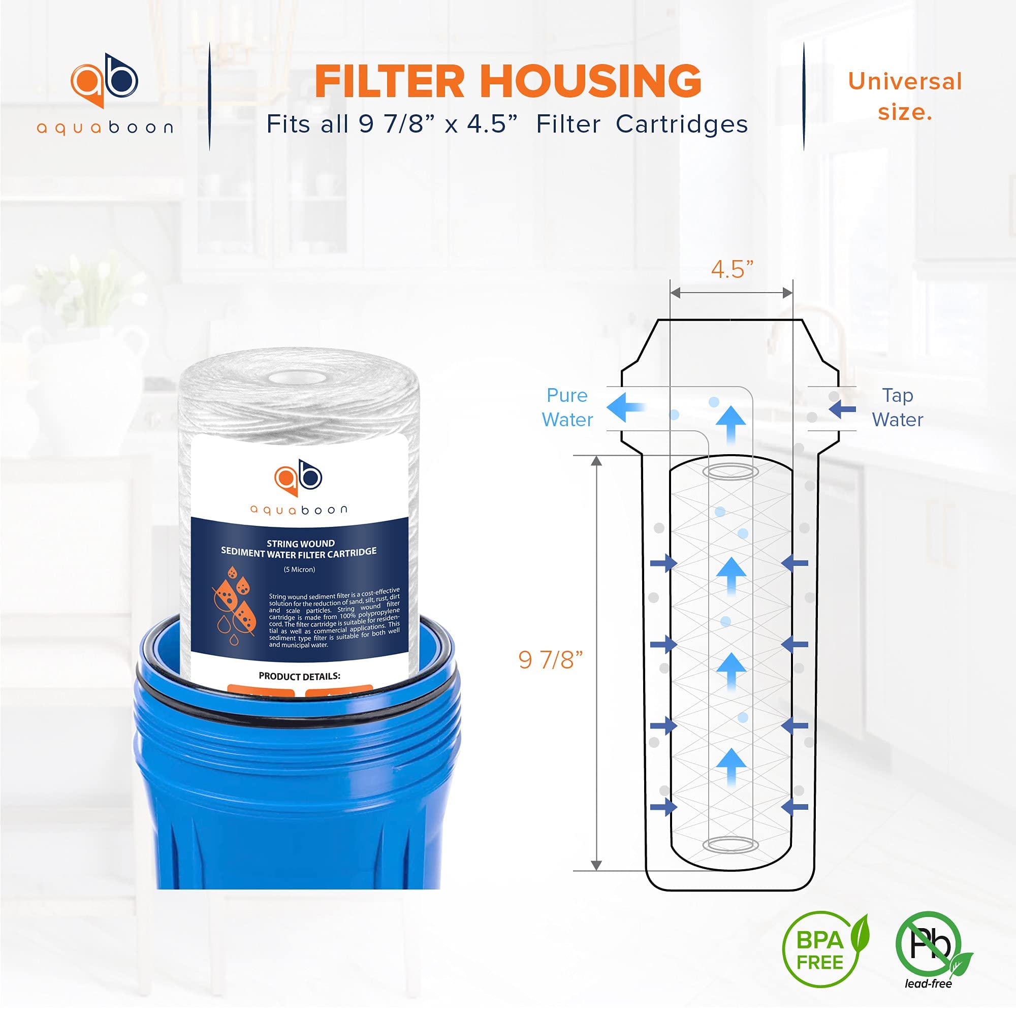 String-wound cartridge removes dirt and rust from well water