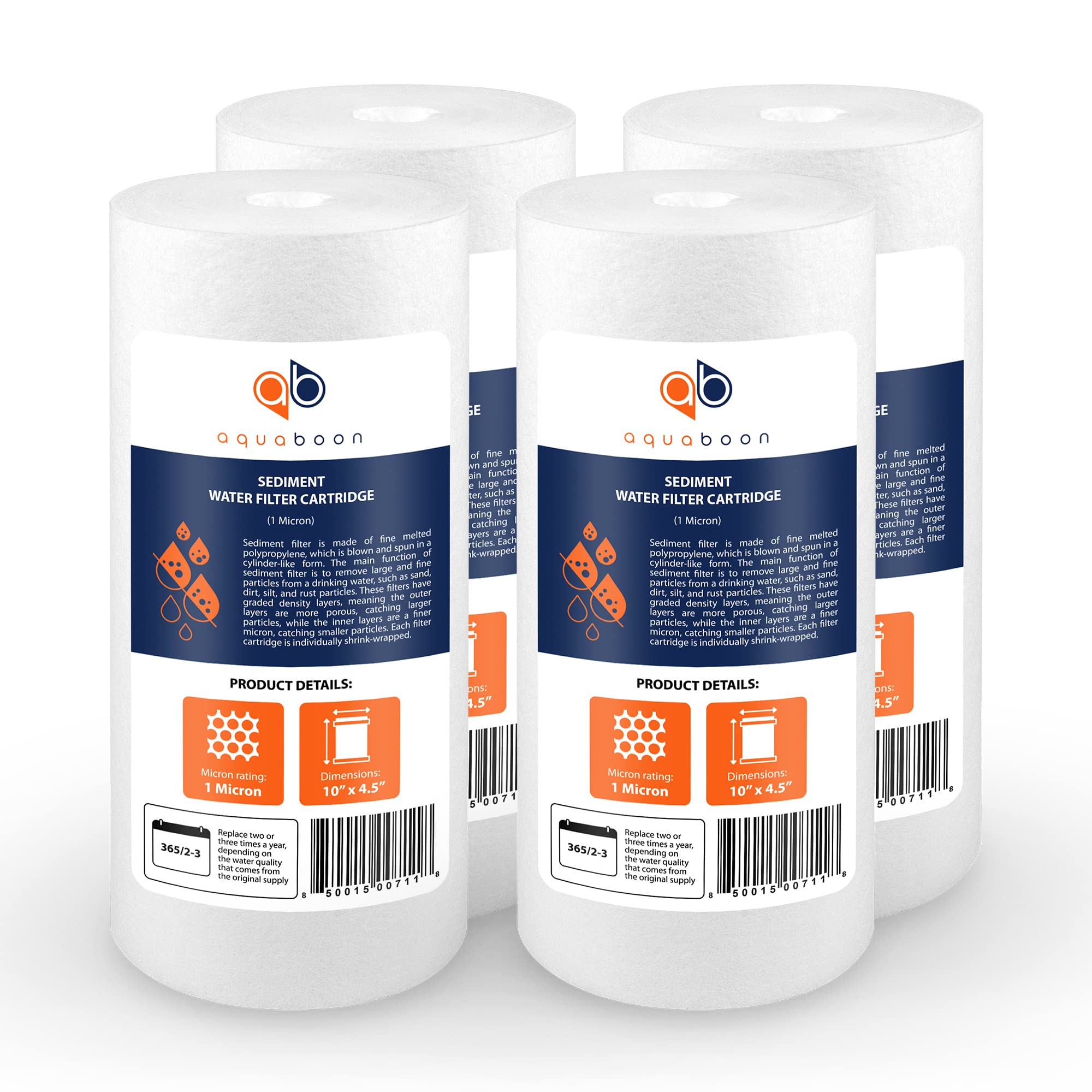Aquaboon 1 micron sediment filter 10x4.5 capturing sediment and rust for clearer water