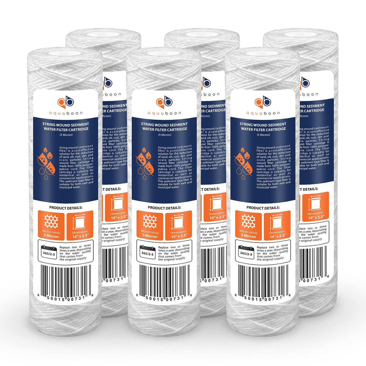 Aquaboon whole house filter 10x2.5 in action, capturing fine sediment for clearer water.