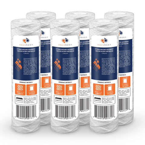 Aquaboon whole house filter 10x2.5 in action, capturing fine sediment for clearer water.
