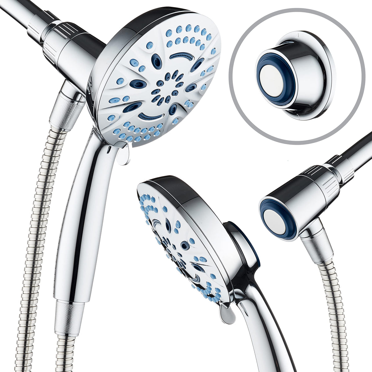 AquaCare Magneton 5-inch face delivers broad spray for a full-body rinse.