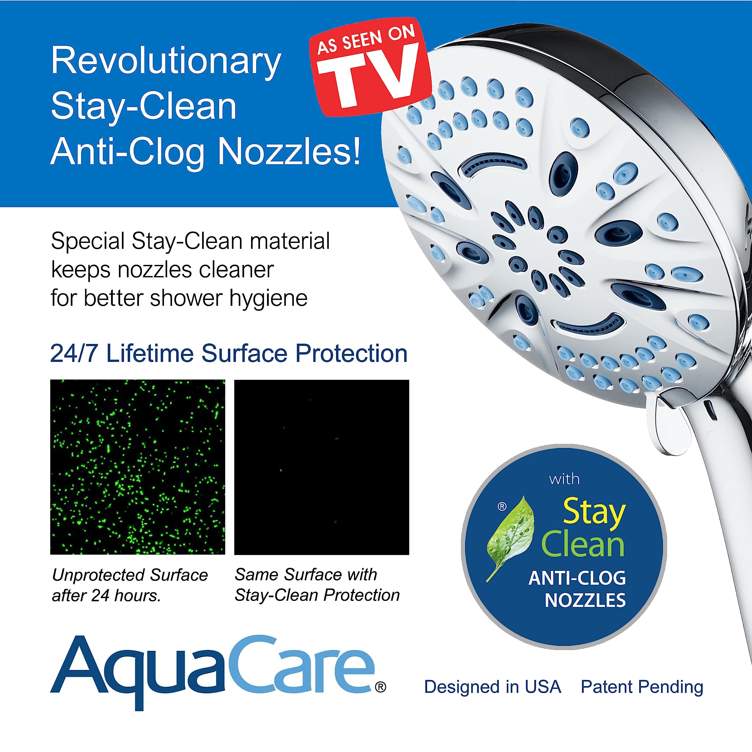 AquaCare Magneton 72-inch hose extends reach for flexible showering.