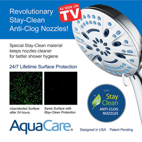 AquaCare Magneton 72-inch hose extends reach for flexible showering.