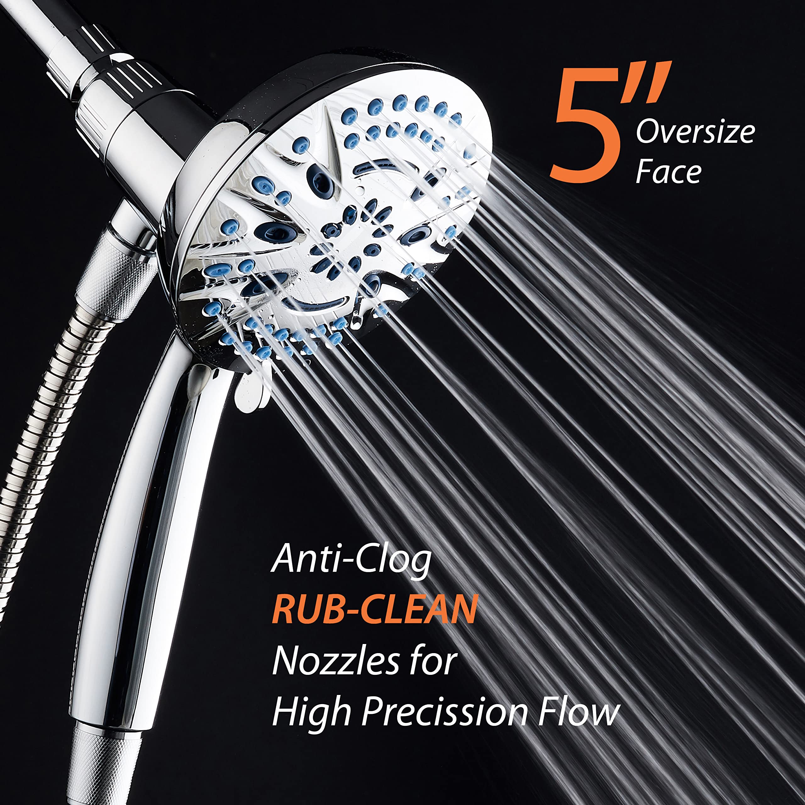 AquaCare Magneton adjustable overhead bracket enables angled showering.