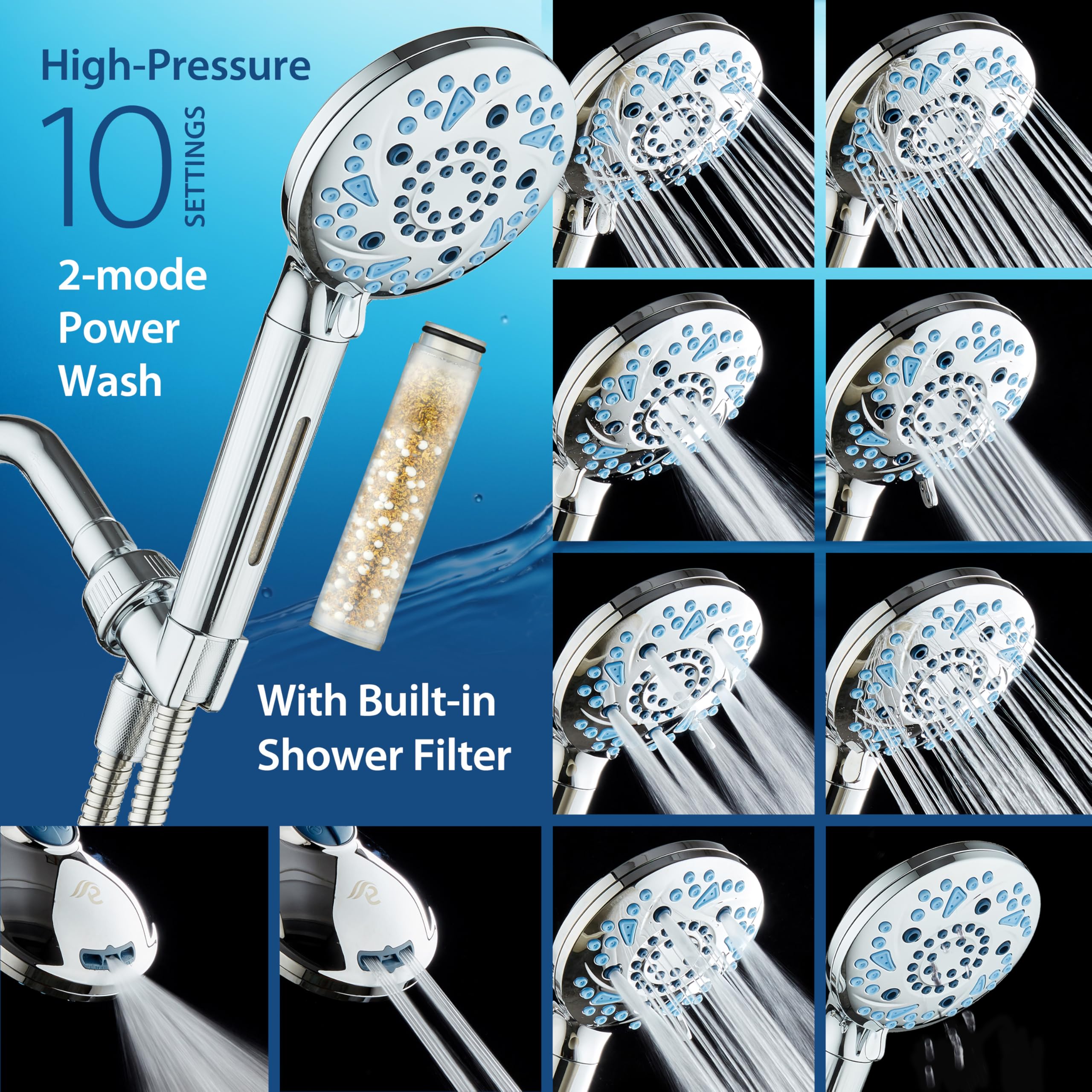 AquaCare Stay-Clean nozzles resist grime for long-lasting, clog-free performance.