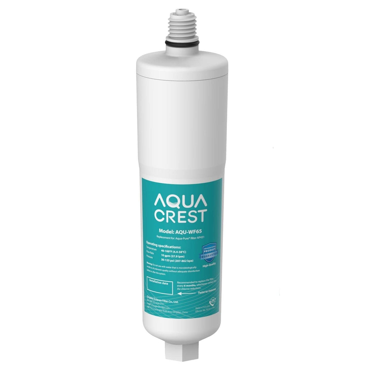 AQUACREST AP431 filter housing guards household appliances against mineral buildup.