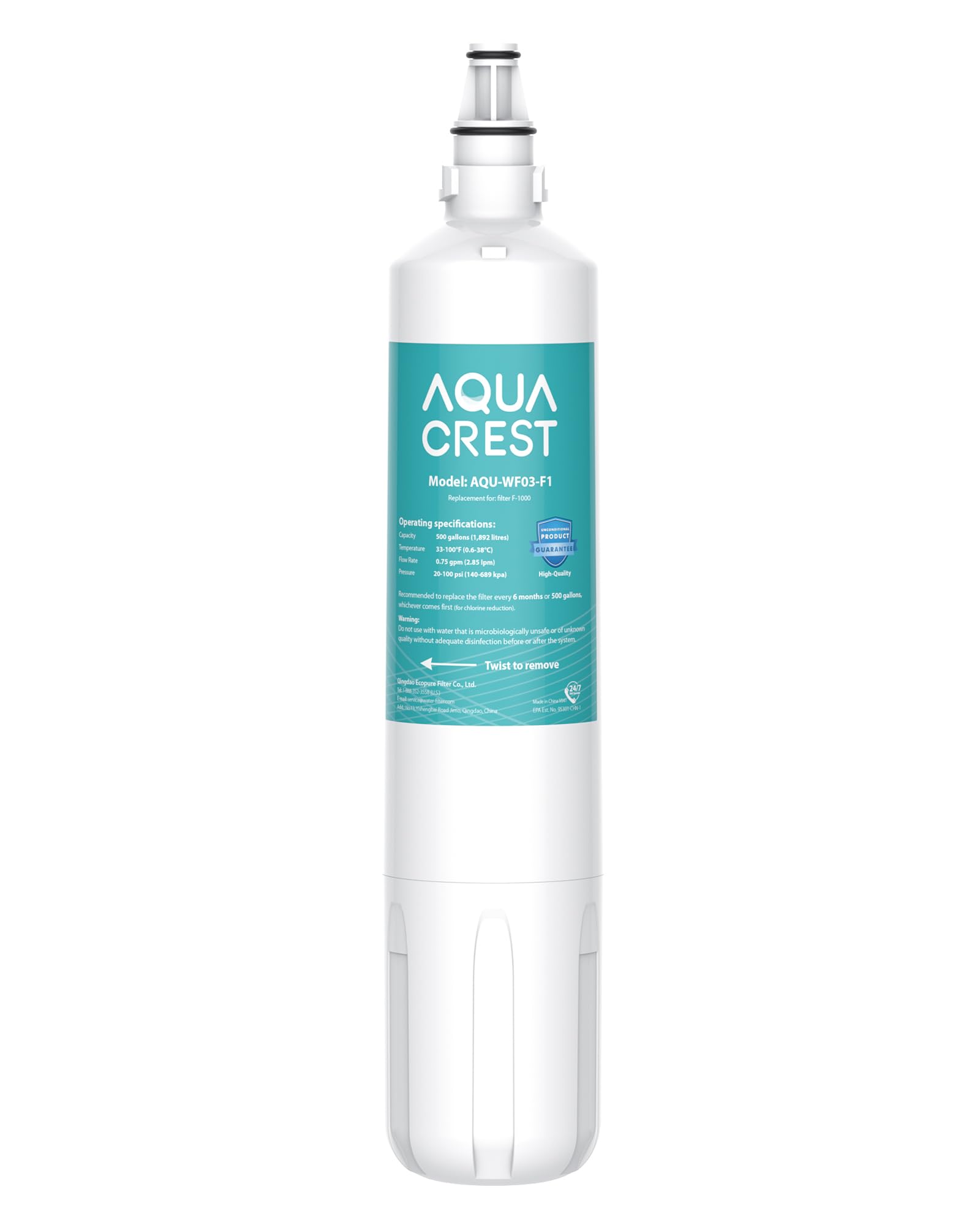 Aqua Crest F-1000 installation guide shows easy tool-free setup