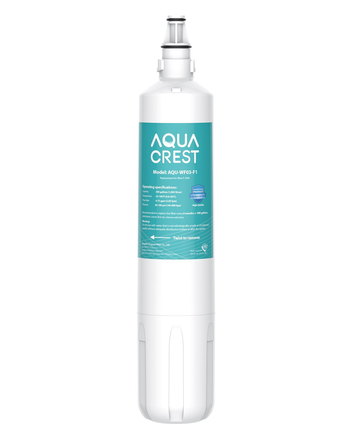 Aqua Crest F-1000 installation guide shows easy tool-free setup