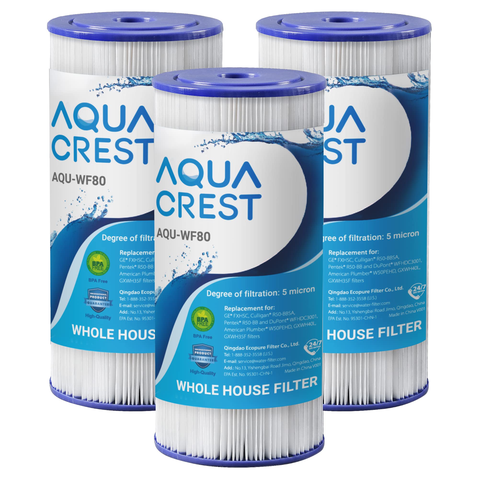AQUA CREST FXHSC pack of 3 filters ready for whole-house filtration