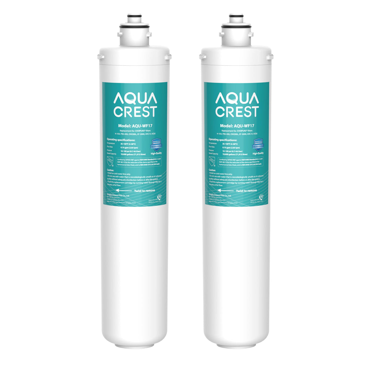 AQUA CREST H-104 replacement cartridge ready for Everpure filter systems.