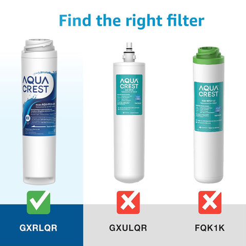 NSF-certified Aqua Crest filter label and seal close-up.