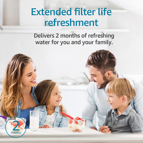 Aqua Crest filtered water being poured to illustrate fresher taste.