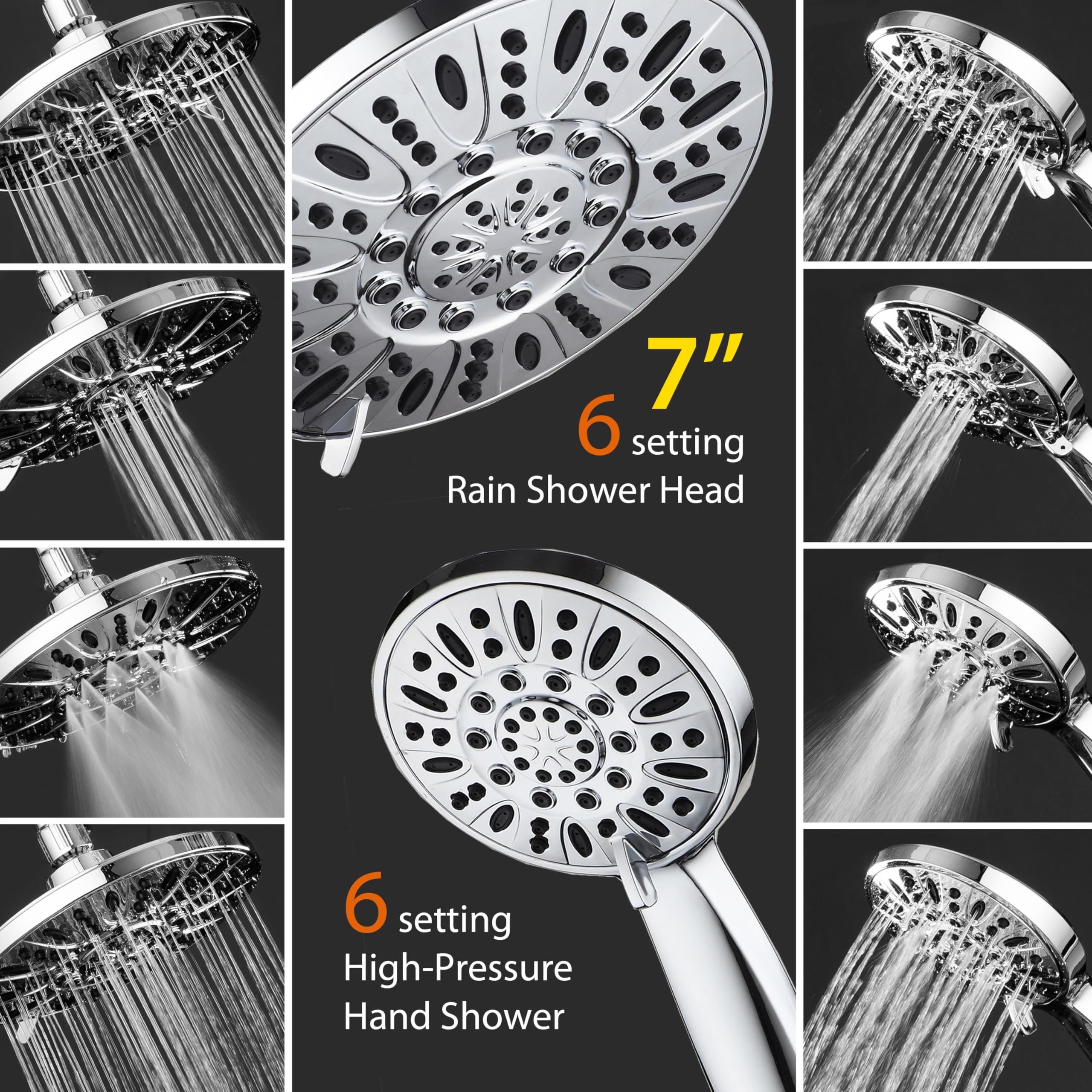 Aquadance 3-way water diverter makes switching showers easy and convenient.