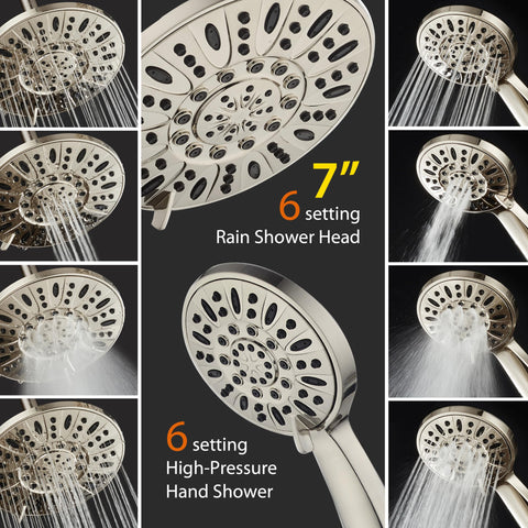 AquaDance 3-way diverter allows easy flow switching between overhead and handheld.
