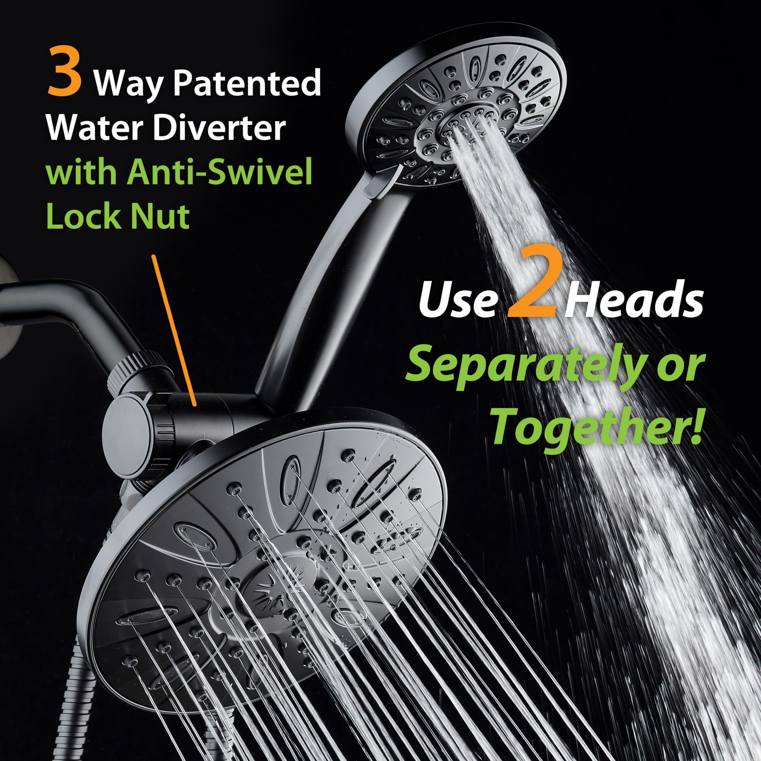 AquaDance 3-way shower combo assembly for flexible setup at home