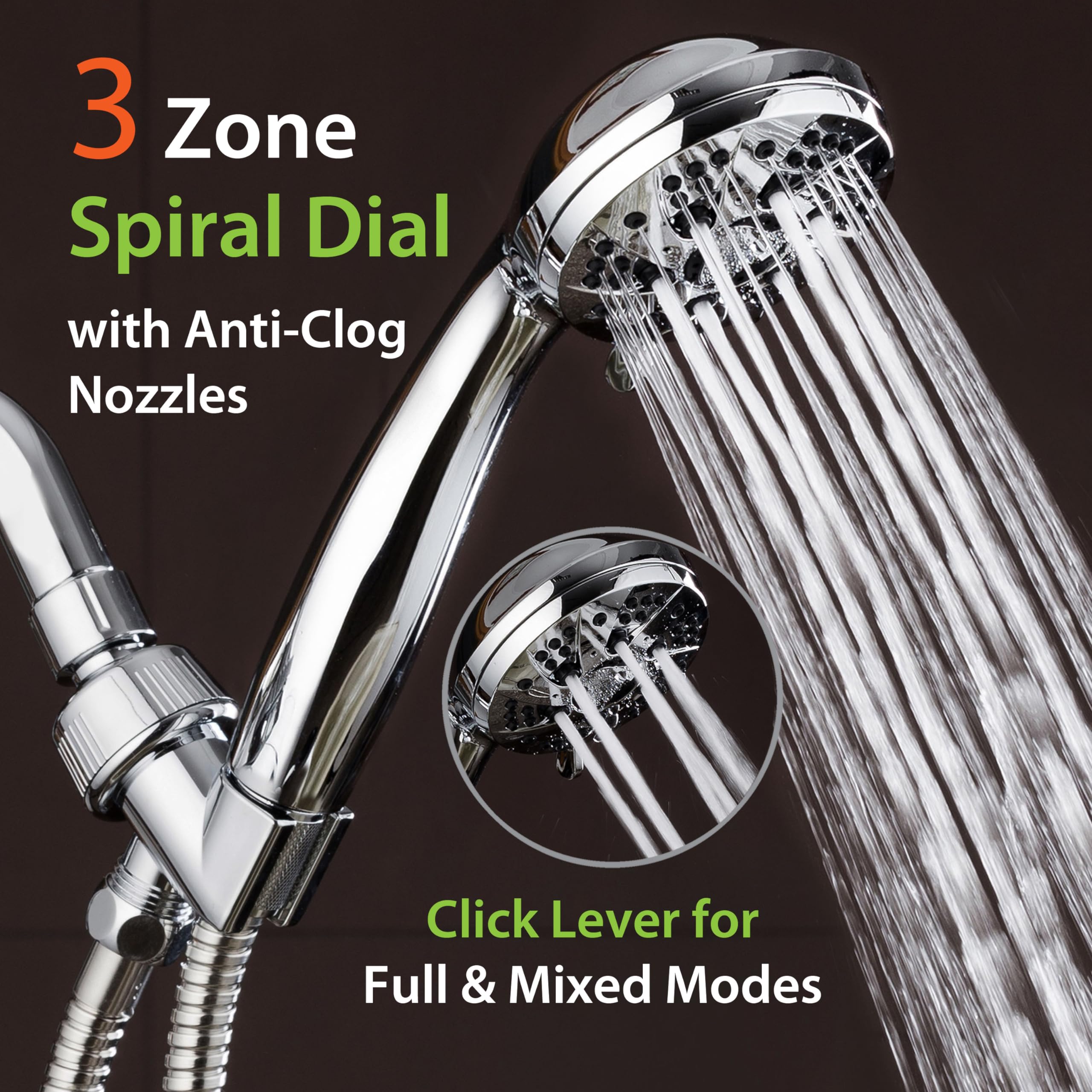 AquaDance 5 ft stainless steel hose provides extra reach and flexibility.