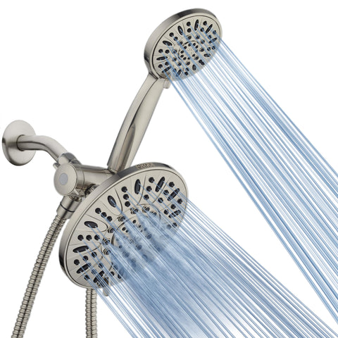 AquaDance 7-inch rainfall shower head delivering wide spray coverage for a spa-like shower.