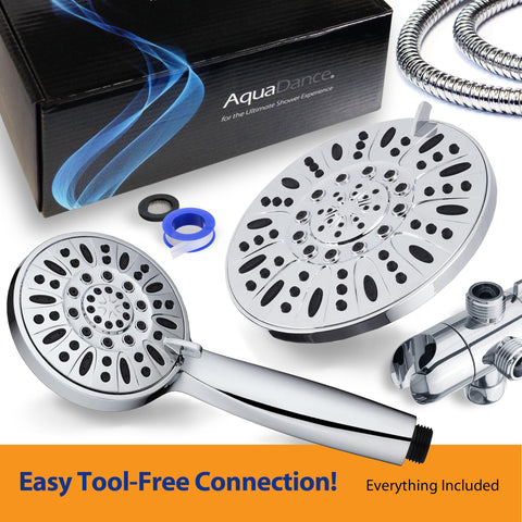 Aquadance angle-adjustable overhead bracket lets you aim the spray precisely.