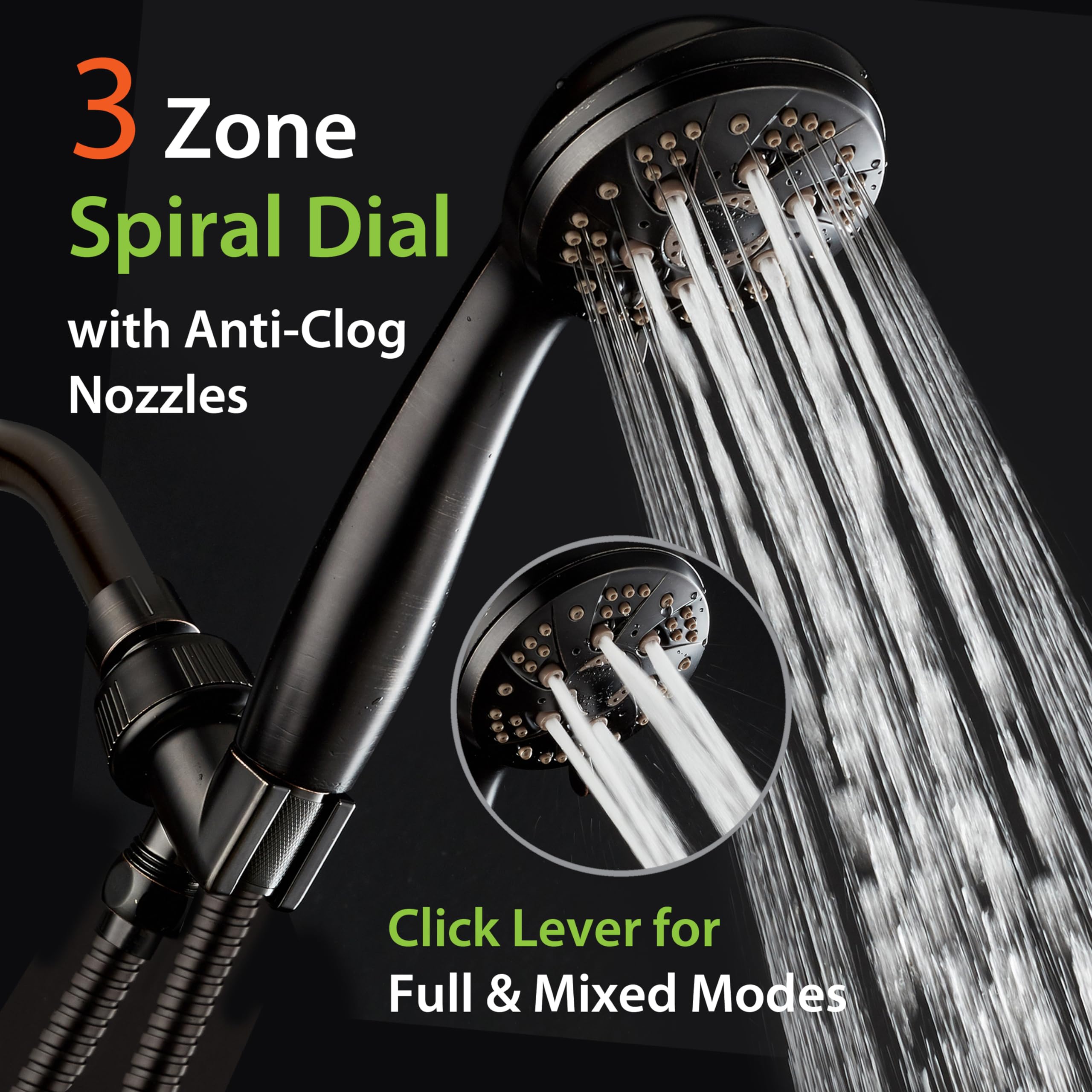 AquaDance angle adjustable overhead bracket keeps shower hands-free at desired angle