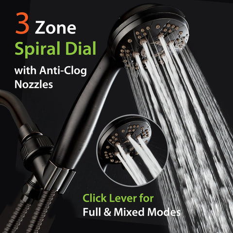 AquaDance angle adjustable overhead bracket keeps shower hands-free at desired angle