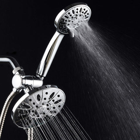 AquaDance angle-adjustable overhead bracket lets you aim the rain head precisely