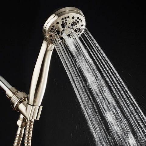 AquaDance angle-adjustable overhead bracket enabling hands-free showering